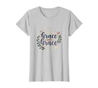 Grazia sulla Grazia Donne cristiane Fede ispiratrice Maglietta, Donna, Argento, 3XL