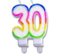 Graziano, Candelina Compleanno 30 Anni Glitter - Con Piedini in Plastica, 6x8cm, Per Torta Festa