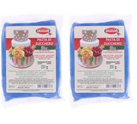 Graziano, Pasta di Zucchero Blu, Pasta Morbida ed Elastica Perfetta per la Copertura della Torta, facile da Stendere e da Colorare, Senza Glutine e Senza Grassi Idrogenati, 250 g (Confezione da 2)