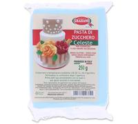 Graziano, Pasta di Zucchero CELESTE, Pasta Morbida ed Elastica Perfetta per la Copertura della Torta, facile da Stendere e da Colorare, Senza Glutine e Senza Grassi Idrogenati, 250 g