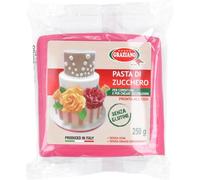 Graziano, Pasta di Zucchero Fucsia, Pasta Morbida ed Elastica Perfetta per la Copertura della Torta, facile da Stendere e da Colorare, Senza Glutine e Senza Grassi Idrogenati, 250 g