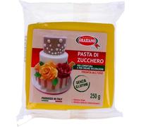 Graziano, Pasta di Zucchero GIALLO, Pasta Morbida ed Elastica Perfetta per la Copertura della Torta, facile da Stendere e da Colorare, Senza Glutine e Senza Grassi Idrogenati, 250 g
