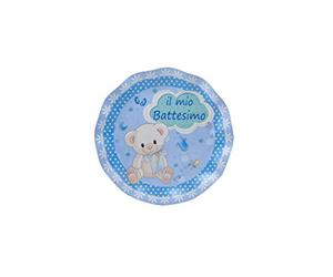 graziano piattini dessert battesimo Teddy celeste 40 pz