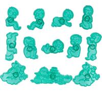 Graziano, Set 12 Tagliapasta Tema Bimbi/Infanzia - 9 Bimbi e 3 Vestitini, Plastica, Da 5 a 9cm