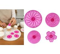 Graziano, Set 4 Formine Decorazioni Cupcake - Rotonde e Fiore, Misure Varie, Per Pasta Zucchero