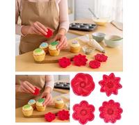 Graziano, Set 4 Formine Fiori 4.5x4.5cm - Per Decorare Top Cupcake, Facile da Usare, Qualità Garantita