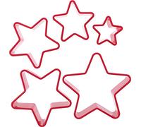 Graziano, Set 5 Tagliapasta Stella Plastica Rosso - Diverse Misure (5-9cm), H 4cm, Con Custodia