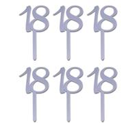 Graziano, Set 6 Mini Cake Topper Numero 25 Argento - H 9cm, Per Cupcake, Compleanni e Nozze Argento