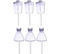 Graziano, Set 6 Mini Cake Topper Sposi Argento - H 9cm, Per Cupcake Matrimonio, Sagome Sposa e Marito