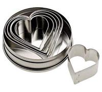 Graziano, Set 6 Tagliapasta Cuore Acciaio Inox - Diverse Dimensioni (3.5-9cm), Bordo Acuto, Con Astuccio
