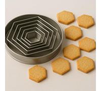 Graziano, Set 6 Tagliapasta Esagono Acciaio Inox - Diverse Dimensioni (3.5-9cm), Bordo Acuto, Per Calcio, Con Astuccio