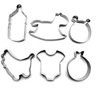 Graziano, Set 6 Tagliapasta Infanzia Acciaio Inox - Cavalluccio, Carrozzina, Body, Biberon, Bavaglini, Per Biscotti