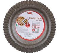 Graziano, Stampo Furbo per Crostata, Realizzato in Acciaio al Carbonio e Dotato di Rivestimento Antiaderente, Ideale per Realizzare Crostate Dolci e Salate, Colore Nero, ø 30 cm altezza 3,5 cm