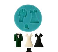 Graziano, Stampo Silicone 2 Sposi 7cm - Sposo e Sposa 4x3cm, Cappello 1x1cm, Per Pasta Zucchero Matrimonio