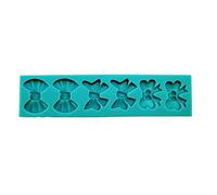Graziano, Stampo Silicone 6 Fiocchetti 18.5x4.5cm - Fiocchetti 3x3cm, Per Pasta Zucchero, Multipli