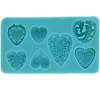 Graziano, Stampo Silicone 7 Cuori Vari Decorazioni 13x8cm - Da 2 a 4cm, Per Pasta Zucchero, Torte Originali