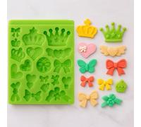 Graziano, Stampo Silicone Corone 18 Disegni 10x7.5cm - Fiocchi, Cuori, Cupcakes, Per Pasta Zucchero