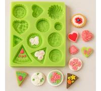 Graziano, Stampo Silicone Fiori e Decori 12 Disegni 10x7.5cm - Cuori, Fiori, Cerchi, Per Pasta Zucchero