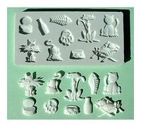 Graziano, Stampo Silicone Gatti 10 Forme 10x6cm - 3D, Orma, Bottiglia Latte, Lisca Pesce, Ciotola, Scatoletta, Per Fondente