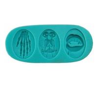 Graziano, Stampo Silicone Halloween 11.5x5cm - 3 Forme Macabre (Mano Scheletrica, Scheletri, Bocca Dracula), Pasta Zucchero