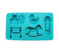 Graziano, Stampo Silicone Nascita Infanzia 5 Forme 13x7.5cm - Cavalluccio, Orsacchiotto, Pulcino, Banchetto