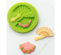 Graziano, Stampo Silicone Ventagli 2 Disegni 7cm - Mano con Ventaglio, Ventaglio Floreale, Per Pasta Zucchero