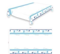 Graziano, Tovaglia in Plastica NASCITA CELESTE, tavola 8 persone, 140 x 240 cm