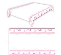 Graziano, Tovaglia in Plastica NASCITA ROSA, tavola 8 persone, 140 x 240 cm