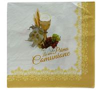 Graziano, Tovaglioli Carta Prima Comunione Doppio Velo 33x33cm - 20 Pezzi, Calice e Simboli