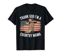 Grazie a Dio Sono Una Mamma di Campagna USA Flag Cowboy Maglietta