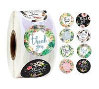 Grazie Etichette Autoadesivo, 500 Pezzi/Roll 8 Stili Rotondi Floral Thank You Adesivi per Etichette di Sigillo di Imballaggio Regalo Scrapbooking Fatte a Mano Feste di Matrimonio