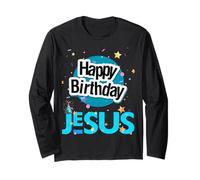 Grazie Gesù Buon Compleanno Natale Festeggia Cristo Maglia a Manica