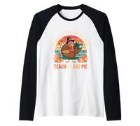 Grazie per Il Mio Insegnante Retro Funny Turkey Teach Eat Pie Maglia con Maniche Raglan