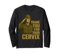 Grazie per Il Tuo Cervix - Retro Military Humor Maglia a Manica