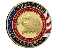 Grazie per il tuo servizio Veteran Coin Challenge Coin, onorando tutti coloro che hanno servito la moneta di apprezzamento militare