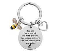 Grazie per le condizioni regalo, portachiavi - Ciondolo Bienenlove | chiusura in acciaio inox per insegnanti, amicizia portachiavi da donna con piccole parole d' , per uomini
