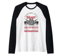 Grazie Veterani per Il Vostro Servizio E Sacrificio E Patrio Maglia con Maniche Raglan