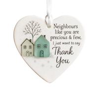 Grazie Vicini Ornamento Ornamento a Cuore con Grazie | Vicini Come Te Preziosi e Rari, Regalo di Apprezzamento Inaugurazione Casa, Benvenuto Nuovo , Albero di Natale, Porta,
