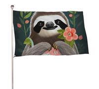 Graziosa bandiera a forma di bradipo, 61 x 88,9 cm, stampa su entrambi i lati, bandiera decorativa da giardino, non sbiadisce, con occhielli in ottone, sfondo fotografico da appendere per interni ed