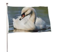 Graziosa bandiera a forma di cigno, 119,4 x 177,8 cm, stampa su entrambi i lati, bandiera decorativa da giardino, non sbiadisce, con occhielli in ottone, sfondo fotografico da appendere per interni ed
