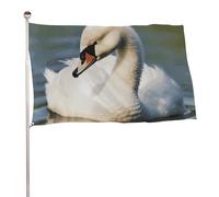 Graziosa bandiera a forma di cigno 152,4 x 243,8 cm, stampa su entrambi i lati, bandiera decorativa da giardino, non sbiadisce, con occhielli in ottone, sfondo fotografico da appendere, per interni ed