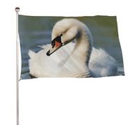 Graziosa bandiera a forma di cigno 61 x 88,9 cm, stampa su entrambi i lati, bandiera decorativa da giardino, non sbiadisce, con occhielli in ottone da appendere, sfondo fotografico per interni ed