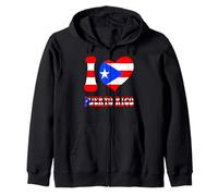Graziosa Bandiera a Forma di Cuore con Scritta «I Love Puerto Rico I Love San Juan» Felpa con Cappuccio