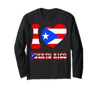 Graziosa Bandiera a Forma di Cuore con Scritta «I Love Puerto Rico I Love San Juan» Maglia a Manica