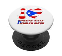 Graziosa bandiera a forma di cuore con scritta «I love Puerto Rico I love San Juan» PopSockets PopGrip Adesivo