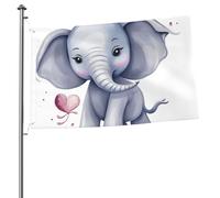 Graziosa bandiera a forma di elefante, 6 x 90 cm, stampa su entrambi i lati, bandiere da giardino, bandiera da cortile per esterni, bandiere per vacanze, banner regalo con occhielli, sfondo