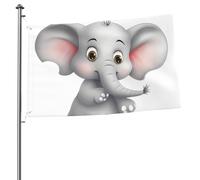 Graziosa bandiera a forma di elefante, 6 x 90 cm, stampa su entrambi i lati, bandiere da giardino, bandiera da cortile per esterni, bandiere per vacanze, banner regalo con occhielli, sfondo