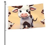 Graziosa bandiera a forma di mucca, 0,8 x 0,9 m, stampa su entrambi i lati, bandiere da giardino, bandiera da cortile per esterni, bandierine regalo con occhielli, sfondo fotografico, per interni ed