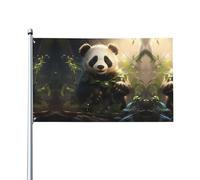 Graziosa bandiera a forma di panda. Bandiera da giardino per esterni, 0,9 x 1,5 m, in poliestere con stampa vivida, facile da appendere per patio, feste, campeggio