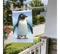 Graziosa bandiera a forma di pinguino, 6 x 0,9 m, per interni ed esterni, primavera, estate, autunno, inverno, da giardino, con occhiello, verticale, su entrambi i lati, per decorazioni da cortile